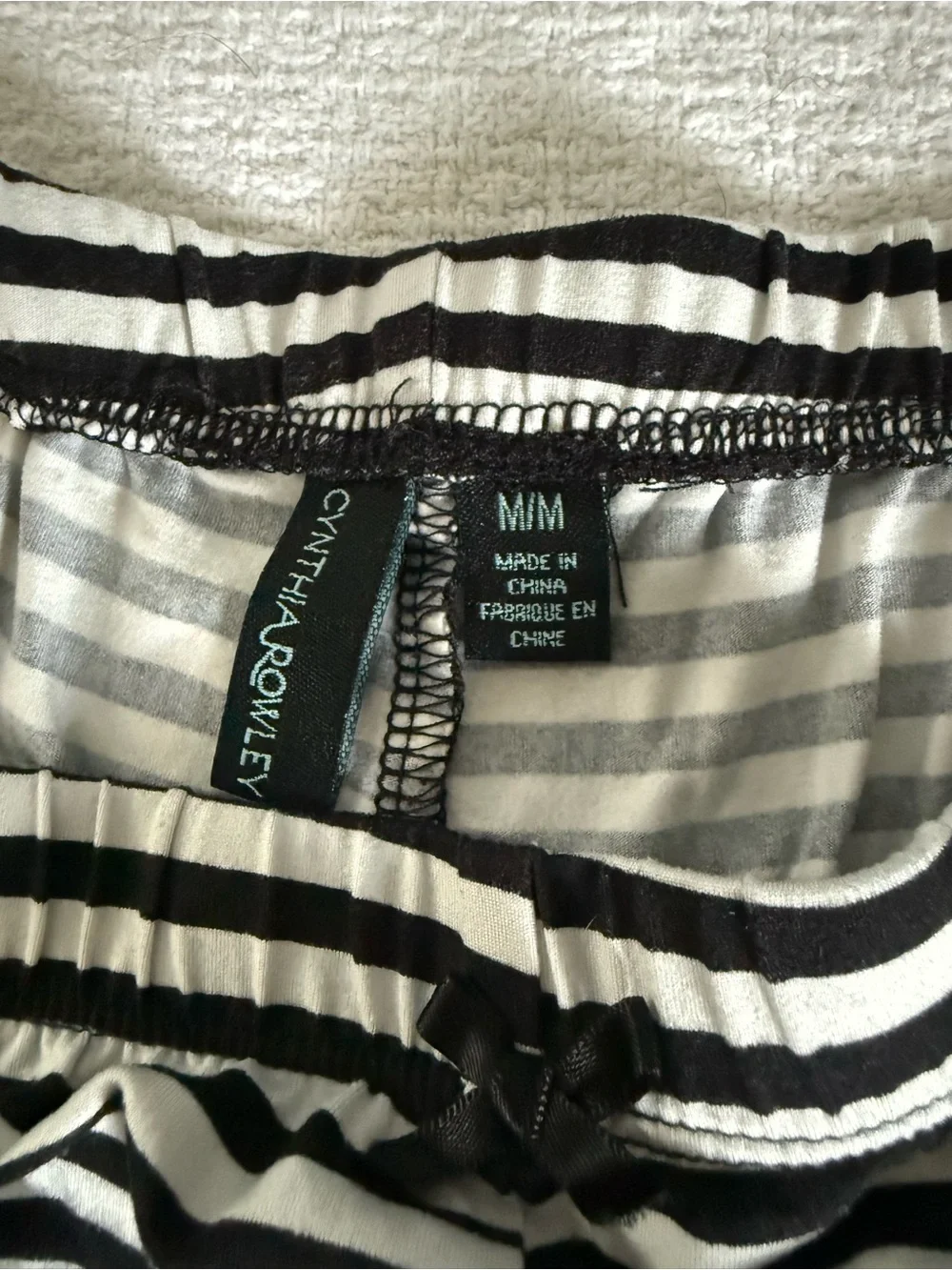 Cynthia Rowley Black and White Striped Sleep Shorts